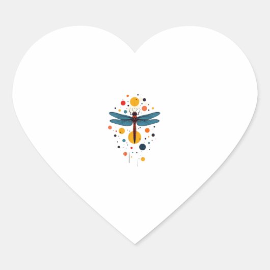 Dragonfly Painting Art Animal Abstract Graphic Dra Hart Sticker (Voorkant)