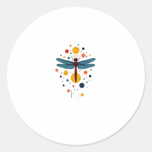 Dragonfly Painting Art Animal Abstract Graphic Dra Ronde Sticker (Voorkant)