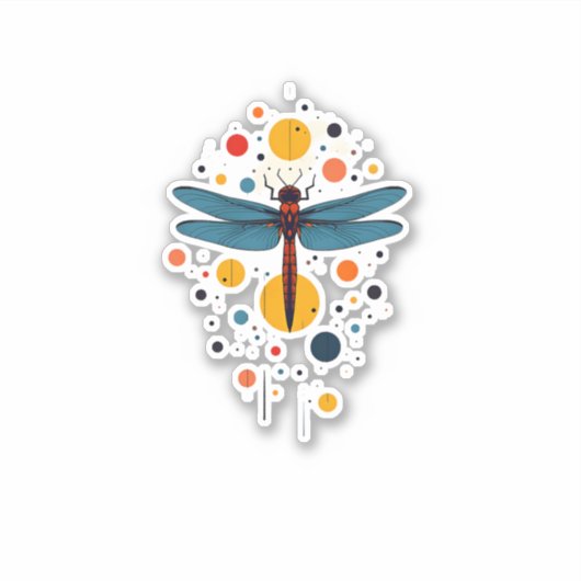 Dragonfly Painting Art Animal Abstract Graphic Dra Sticker (Voorkant)