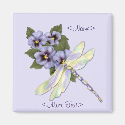 Dragonfly & Pansies - Aanpassen Magneet (Voorkant)