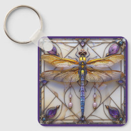 Dragonfly Parels Amethist Gouden Moeder van Parel Sleutelhanger