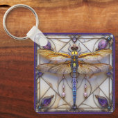 Dragonfly Parels Amethist Gouden Moeder van Parel Sleutelhanger (Voorkant)