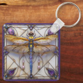 Dragonfly Parels Amethist Gouden Moeder van Parel Sleutelhanger (Achterkant)