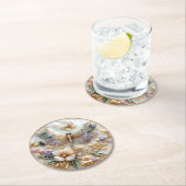 Dragonfly Pareltjes Parels Vlinders Bloemen Ronde Kartonnen Onderzetter (Insitu)