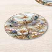 Dragonfly Pareltjes Parels Vlinders Bloemen Ronde Kartonnen Onderzetter (Gebogen)