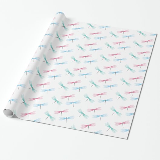 Dragonfly-patroon Cadeaupapier (Uitgerold)