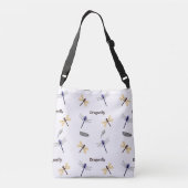 Dragonfly-patroon op wit crossbody tas (Achterkant)