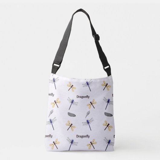 Dragonfly-patroon op wit crossbody tas (Voorkant)