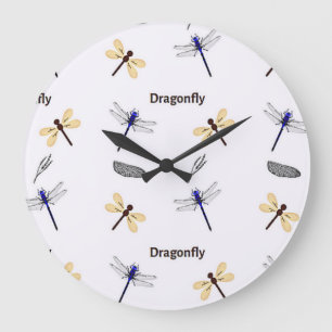 Dragonfly-patroon op wit grote klok