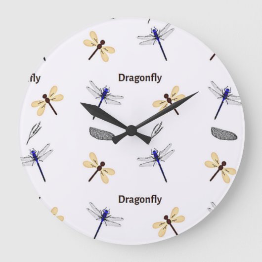 Dragonfly-patroon op wit grote klok (Voorkant)