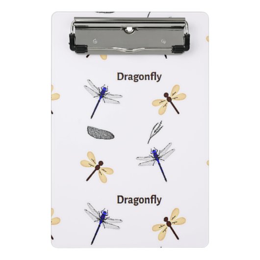 Dragonfly-patroon op wit mini klembord (Voorkant)