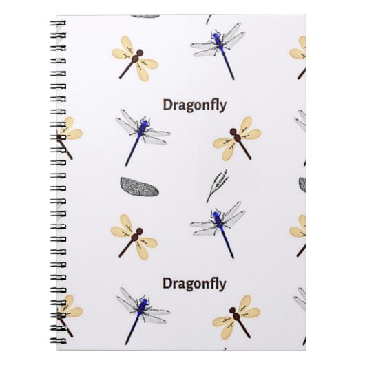 Dragonfly-patroon op wit notitieboek (Voorkant)
