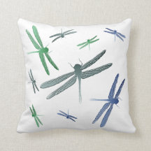 Dragonfly patroonkussen blauw blauwgroen groen