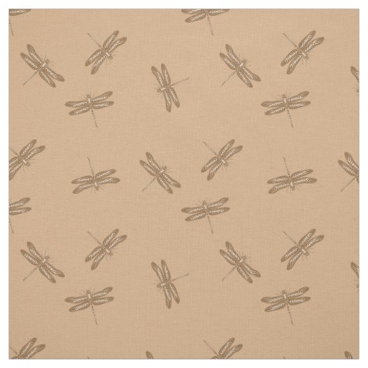 Dragonfly Pattern Fabric | Bruine dragonfly-afdruk Stof (Swatch)