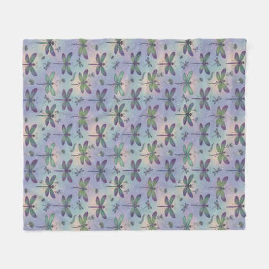 Dragonfly Pattern Fleece Deken (Voorkant (Horizontaal))