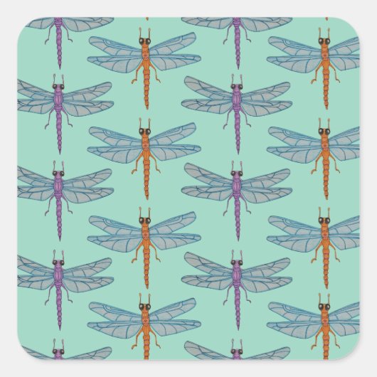 Dragonfly pattern vierkante sticker (Voorkant)