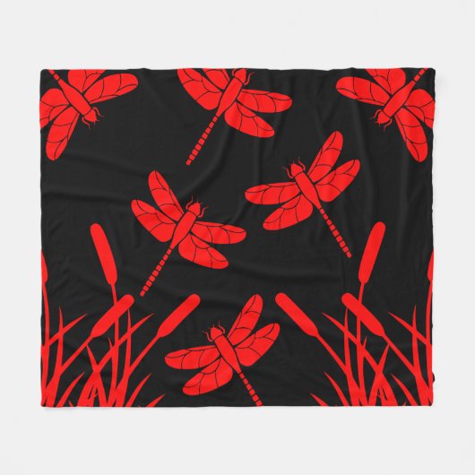 Dragonfly Patterned Decor Fleece Deken (Voorkant (Horizontaal))