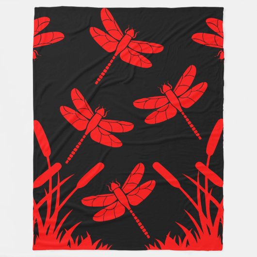 Dragonfly Patterned Decor Fleece Deken (Voorkant)