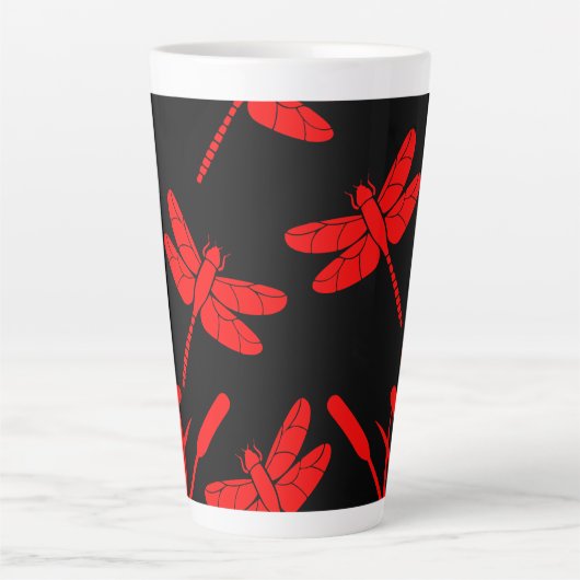 Dragonfly Patterned Decor Latte Mok (Voorkant)
