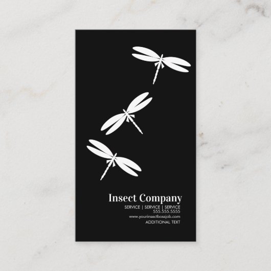 Dragonfly Pest Control Company Logo Black White Visitekaartje (Voorkant)