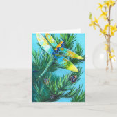 Dragonfly & Pinetree gevouwen Wenskaart Kaart (Gele Bloem)