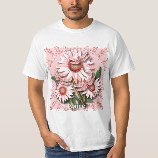 Dragonfly Pink Daisies T-shirt (Voorkant)