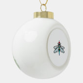 Dragonfly Pixelated Christmas - Grappige libel Keramische Bal Ornament (Links)