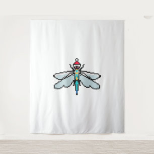 Dragonfly Pixelated Christmas - Grappige libel Wandkleed
