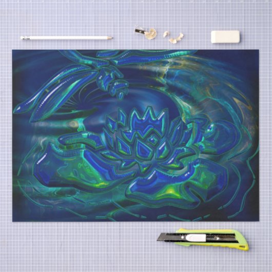 Dragonfly Pond 3D Glas Gemengde Media Tissuepapier (Craft)