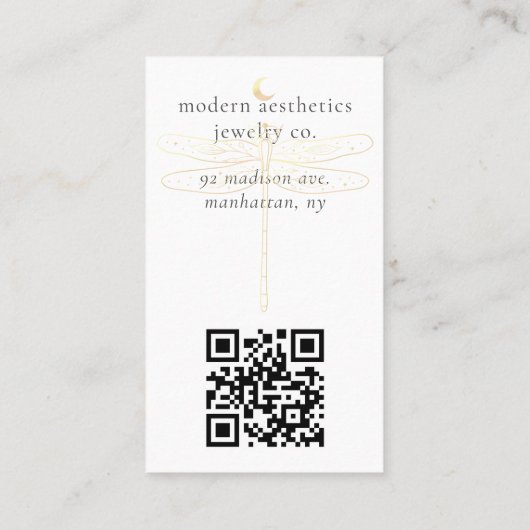 Dragonfly QR Code Grey Earning Display Card Visitekaartje (Achterkant)