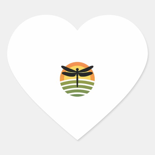 Dragonfly Retro (1) Hart Sticker (Voorkant)