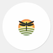 Dragonfly Retro (1) Ronde Sticker (Voorkant)