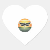 Dragonfly Retro (3) Hart Sticker (Voorkant)