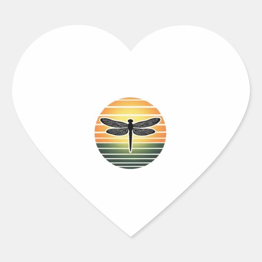 Dragonfly Retro (3) Hart Sticker (Voorkant)