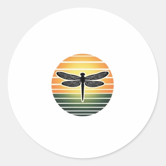 Dragonfly Retro (3) Ronde Sticker (Voorkant)