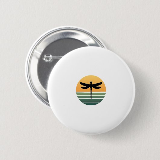 Dragonfly Retro (4) Ronde Button 5,7 Cm (Voorkant /achterkant)