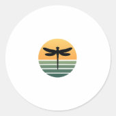 Dragonfly Retro (4) Ronde Sticker (Voorkant)