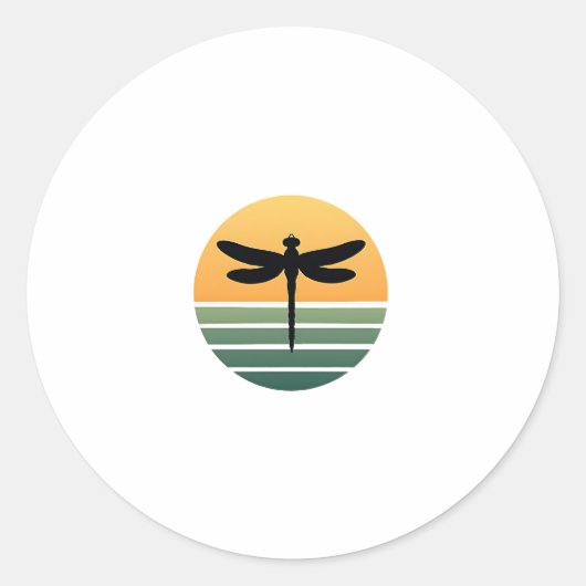 Dragonfly Retro (4) Ronde Sticker (Voorkant)