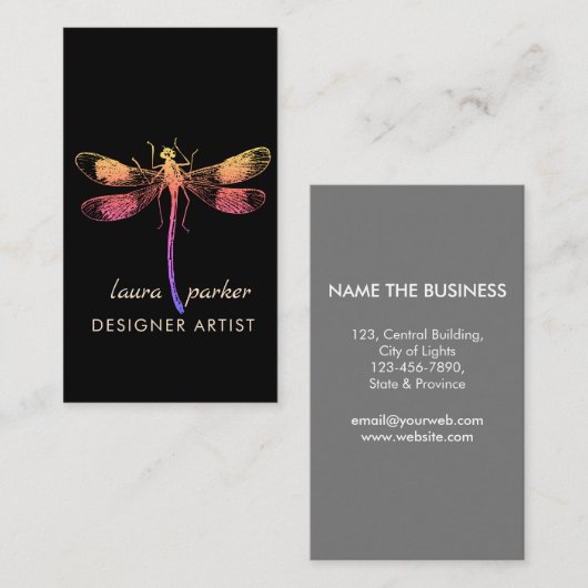 Dragonfly Retro  Succes Tattoo Visitekaartje (Voorkant / Achterkant)