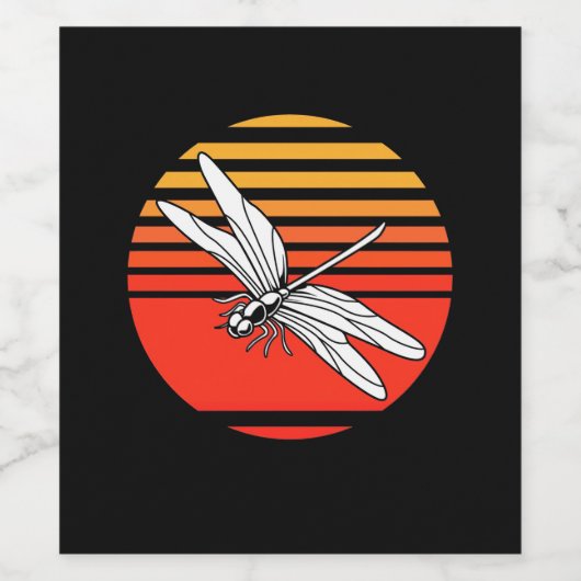 Dragonfly Retro Wijn Etiket (Enkel label)
