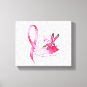 Dragonfly roze Borstkanker bewustzijn Canvas Afdruk