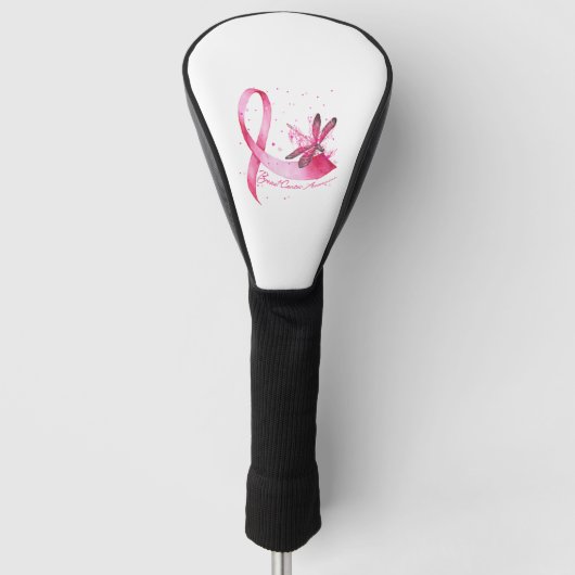 Dragonfly roze Borstkanker bewustzijn Golfheadcover (Voorkant)