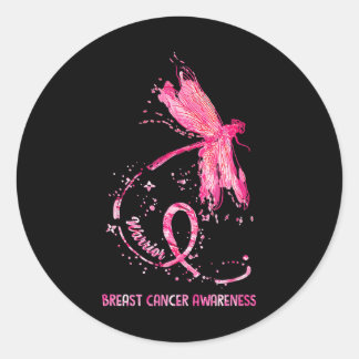 Dragonfly roze Borstkanker bewustzijn Ronde Sticker