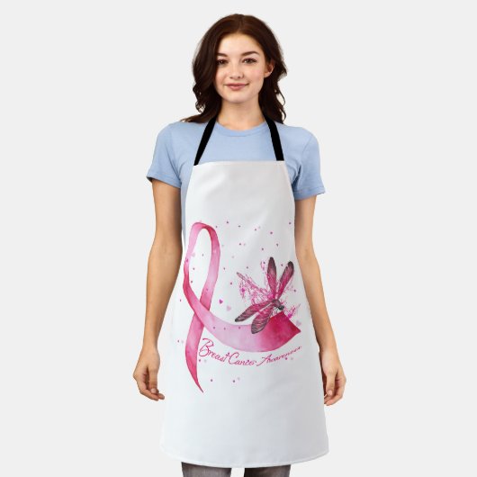 Dragonfly roze Borstkanker bewustzijn Schort (Gedragen)