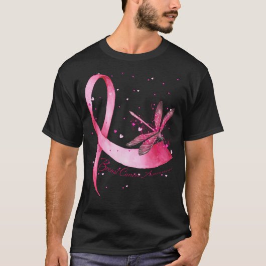 Dragonfly roze Borstkanker bewustzijn T-shirt (Voorkant)