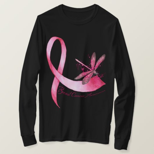 Dragonfly roze Borstkanker bewustzijn T-shirt (Design voorkant)