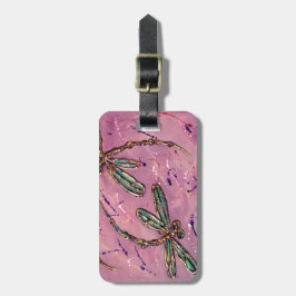 Dragonfly roze fiets - label Aangepast Bagagelabel