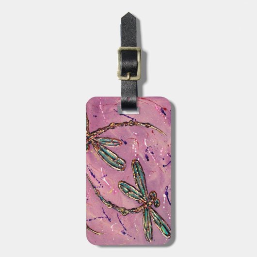 Dragonfly roze fiets - label Aangepast Bagagelabel (Voorkant verticaal)