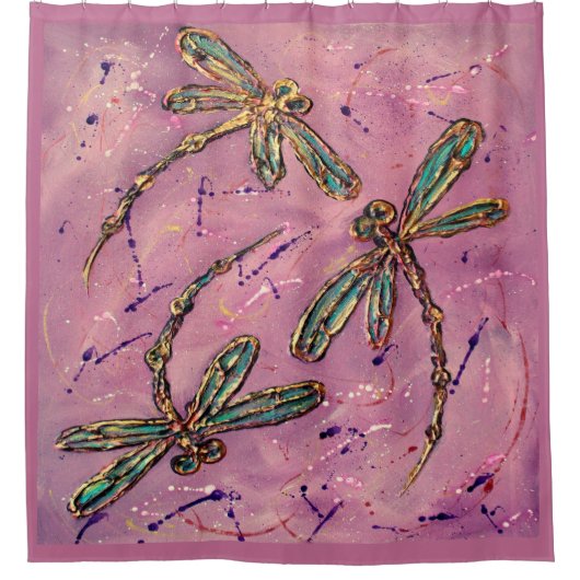 Dragonfly roze Fizz Douchegordijn (Voorkant)