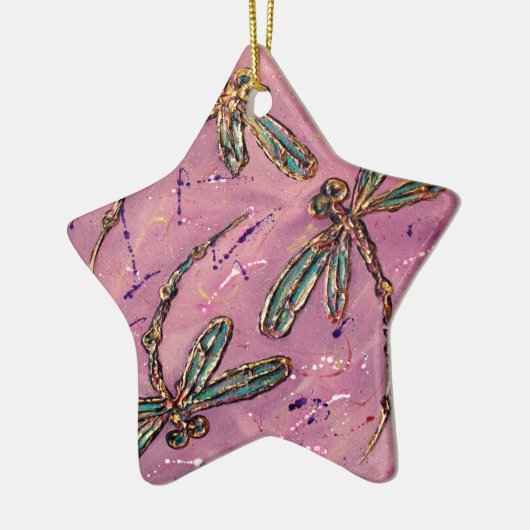 Dragonfly roze Fizz Keramisch Ornament (Links)